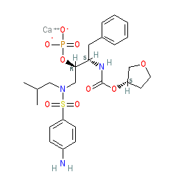 Calcium (2R,3S)-1-(4-amino-N-isobutylphenylsulfonamido)-4-phenyl-3-(((((S)-tetrahydrofuran-3-yl)oxy)carbonyl)amino)butan-2-yl phosphate chemical structure (CAS 226700-81-8)