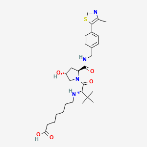 7-(((S)-1-((2S,4R)-4-Hydroxy-2-((4-(4-methylthiazol-5-yl)benzyl)carbamoyl)pyrrolidin-1-yl)-3,3-dimethyl-1-oxobutan-2-yl)amino)heptanoic acid chemical structure (CAS 2267282-19-7)