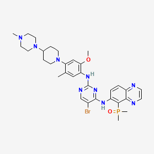 (6-((5-Bromo-2-((2-methoxy-5-methyl-4-(4-(4-methylpiperazin-1-yl)piperidin-1-yl)phenyl)amino)pyrimidin-4-yl)amino)quinoxalin-5-yl)dimethylphosphine oxide chemical structure (CAS 2267329-76-8)