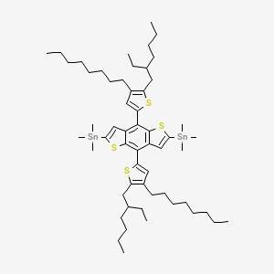 (4,8-Bis(5-(2-ethylhexyl)-4-octylthiophen-2-yl)benzo[1,2-b:4,5-b']dithiophene-2,6-diyl)bis(trimethylstannane) chemical structure (CAS 2268032-19-3)