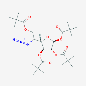 (2S,3R,4S,5S)-5-((R)-1-azido-2-(pivaloyloxy)ethyl)tetrahydrofuran-2,3,4-triyl tris(2,2-dimethylpropanoate) chemical structure (CAS 226877-06-1)