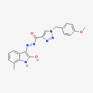 (Z)-1-(4-Methoxybenzyl)-N'-(7-methyl-2-oxoindolin-3-ylidene)-1H-1,2,3-triazole-4-carbohydrazide chemical structure (CAS 2271081-58-2)