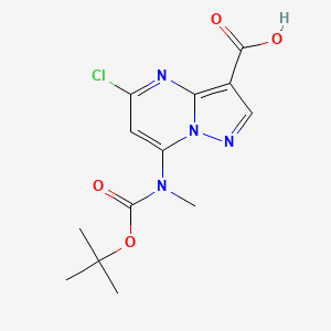7-((tert-Butoxycarbonyl)(methyl)amino)-5-chloropyrazolo[1,5-a]pyrimidine-3-carboxylic acid chemical structure (CAS 2271470-66-5)