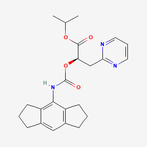 Isopropyl (R)-2-(((1,2,3,5,6,7-hexahydro-s-indacen-4-yl)carbamoyl)oxy)-3-(pyrimidin-2-yl)propanoate chemical structure (CAS 2272917-13-0)