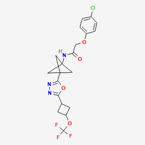 2-(4-Chlorophenoxy)-N-(3-(5-(cis-3-(trifluoromethoxy)cyclobutyl)-1,3,4-oxadiazol-2-yl)bicyclo[1.1.1]pentan-1-yl)acetamide chemical structure (CAS 2278265-85-1)
