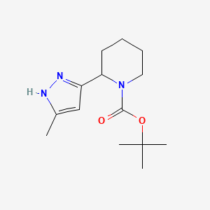 tert-Butyl 2-(5-methyl-1H-pyrazol-3-yl)piperidine-1-carboxylate chemical structure (CAS 2283411-61-8)