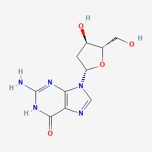 2-Amino-9-((2S,4R,5S)-4-hydroxy-5-(hydroxymethyl)tetrahydrofuran-2-yl)-3H-purin-6(9H)-one chemical structure (CAS 22837-44-1)