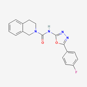 N-(5-(4-Fluorophenyl)-1,3,4-oxadiazol-2-yl)-3,4-dihydroisoquinoline-2(1H)-carboxamide chemical structure (CAS 2286411-30-9)