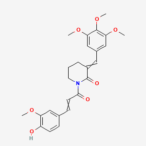 1-((E)-3-(4-Hydroxy-3-methoxyphenyl)acryloyl)-3-((E)-3,4,5-trimethoxybenzylidene)piperidin-2-one chemical structure (CAS 2293951-01-4)