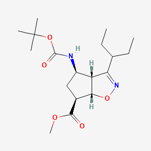 (3aR,4R,6S,6aS)-Methyl 4-((tert-butoxycarbonyl)amino)-3-(pentan-3-yl)-4,5,6,6a-tetrahydro-3aH-cyclopenta[d]isoxazole-6-carboxylate chemical structure (CAS 229613-93-8)