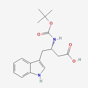(S)-3-((tert-Butoxycarbonyl)amino)-4-(1H-indol-3-yl)butanoic acid chemical structure (CAS 229639-48-9)
