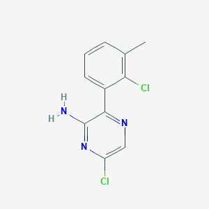 6-Chloro-3-(2-chloro-3-methylphenyl)pyrazin-2-amine chemical structure (CAS 2300156-84-5)