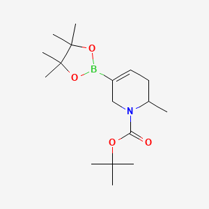 tert-Butyl 2-methyl-5-(4,4,5,5-tetramethyl-1,3,2-dioxaborolan-2-yl)-3,6-dihydropyridine-1(2H)-carboxylate chemical structure (CAS 2304631-77-2)