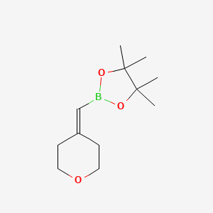 4,4,5,5-Tetramethyl-2-((tetrahydro-4H-pyran-4-ylidene)methyl)-1,3,2-dioxaborolane chemical structure (CAS 2304634-36-2)