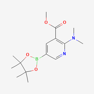 Methyl 2-(dimethylamino)-5-(4,4,5,5-tetramethyl-1,3,2-dioxaborolan-2-yl)nicotinate chemical structure (CAS 2304634-88-4)
