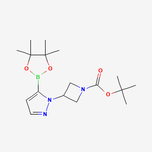tert-Butyl 3-(5-(4,4,5,5-tetramethyl-1,3,2-dioxaborolan-2-yl)-1H-pyrazol-1-yl)azetidine-1-carboxylate chemical structure (CAS 2304634-91-9)