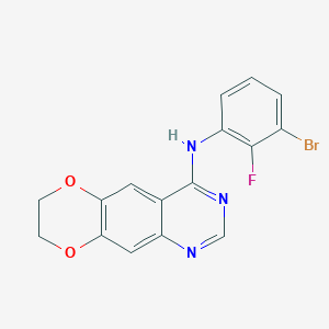 N-(3-Bromo-2-fluorophenyl)-7,8-dihydro-[1,4]dioxino[2,3-g]quinazolin-4-amine chemical structure (CAS 2305154-31-6)
