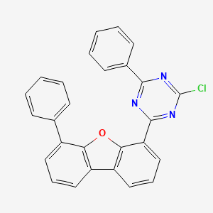 2-Chloro-4-phenyl-6-(6-phenyldibenzo[b,d]furan-4-yl)-1,3,5-triazine chemical structure (CAS 2305720-32-3)