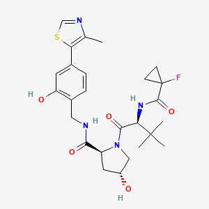 (2S,4R)-1-((S)-2-(1-Fluorocyclopropanecarboxamido)-3,3-dimethylbutanoyl)-4-hydroxy-N-(2-hydroxy-4-(4-methylthiazol-5-yl)benzyl)pyrrolidine-2-carboxamide chemical structure (CAS 2306193-99-5)