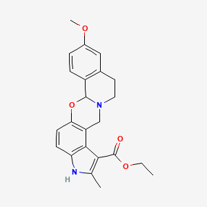Ethyl 9-methoxy-2-methyl-6a,11,12,14-tetrahydro-3H-indolo[4',5':5,6][1,3]oxazino[2,3-a]isoquinoline-1-carboxylate chemical structure (CAS 23062-91-1)
