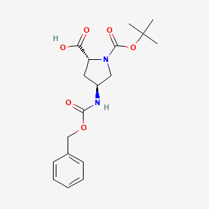 (2R,4S)-4-(((Benzyloxy)carbonyl)amino)-1-(tert-butoxycarbonyl)pyrrolidine-2-carboxylic acid chemical structure (CAS 2306247-65-2)