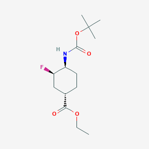 Ethyl (1S,3R,4S)-4-((tert-butoxycarbonyl)amino)-3-fluorocyclohexane-1-carboxylate chemical structure (CAS 2306248-28-0)