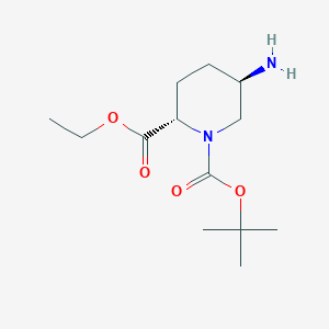 1-(tert-Butyl) 2-ethyl (2S,5R)-5-aminopiperidine-1,2-dicarboxylate chemical structure (CAS 2306248-46-2)