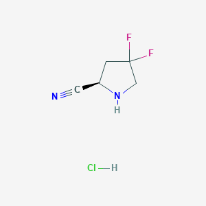 (R)-4,4-Difluoropyrrolidine-2-carbonitrile hydrochloride chemical structure (CAS 2306254-24-8)