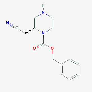 Benzyl (R)-2-(cyanomethyl)piperazine-1-carboxylate chemical structure (CAS 2306255-32-1)