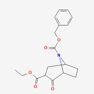 8-Benzyl 3-ethyl 2-oxo-8-azabicyclo[3.2.1]octane-3,8-dicarboxylate chemical structure (CAS 2307736-42-9)