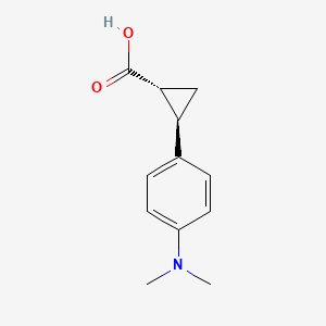 rel-(1R,2R)-2-(4-(Dimethylamino)phenyl)cyclopropanecarboxylic acid chemical structure (CAS 2307771-93-1)