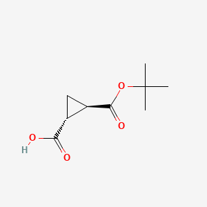 rel-(1R,2R)-2-(tert-Butoxycarbonyl)cyclopropane-1-carboxylic acid chemical structure (CAS 2307773-07-3)