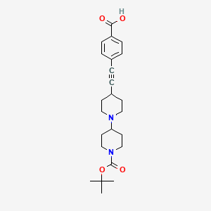 4-((1'-(tert-Butoxycarbonyl)-[1,4'-bipiperidin]-4-yl)ethynyl)benzoic acid chemical structure (CAS 2308497-81-4)