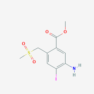 Methyl 5-amino-4-iodo-2-((methylsulfonyl)methyl)benzoate chemical structure (CAS 2313230-37-2)