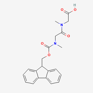 2-(2-((((9H-Fluoren-9-yl)methoxy)carbonyl)(methyl)amino)-N-methylacetamido)acetic acid chemical structure (CAS 2313534-20-0)
