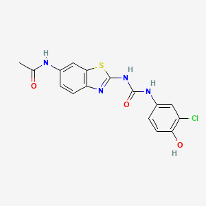 N-(2-(3-(3-Chloro-4-hydroxyphenyl)ureido)benzo[d]thiazol-6-yl)acetamide chemical structure (CAS 2316765-78-1)