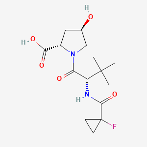 (2S,4R)-1-((S)-2-(1-Fluorocyclopropane-1-carboxamido)-3,3-dimethylbutanoyl)-4-hydroxypyrrolidine-2-carboxylic acid chemical structure (CAS 2316837-29-1)