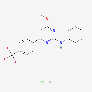 N-Cyclohexyl-4-methoxy-6-(4-(trifluoromethyl)phenyl)pyrimidin-2-amine hydrochloride chemical structure (CAS 2319790-02-6)
