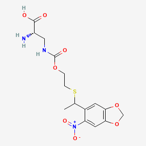 (2S)-2-Amino-3-(((2-((1-(6-nitrobenzo[d][1,3]dioxol-5-yl)ethyl)thio)ethoxy)carbonyl)amino)propanoic acid chemical structure (CAS 2321346-88-5)