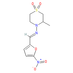 3-Methyl-4-(((5-nitrofuran-2-yl)methylene)amino)thiomorpholine 1,1-dioxide chemical structure (CAS 23256-30-6)