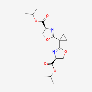 (4S,4'S)-Diisopropyl 2,2'-(cyclopropane-1,1-diyl)bis(4,5-dihydrooxazole-4-carboxylate) chemical structure (CAS 2328083-86-7)