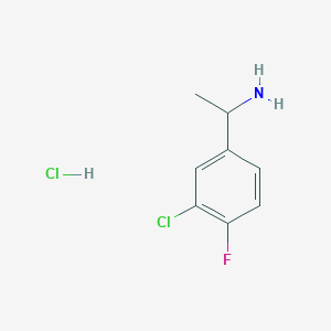 1-(3-Chloro-4-fluorophenyl)ethan-1-amine hydrochloride chemical structure (CAS 2331260-31-0)