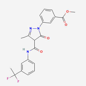 Methyl 3-(4-((3-(1,1-difluoroethyl)phenyl)carbamoyl)-3-methyl-5-oxo-4,5-dihydro-1H-pyrazol-1-yl)benzoate chemical structure (CAS 2332820-04-7)