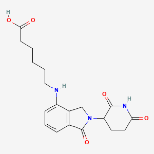 6-((2-(2,6-Dioxopiperidin-3-yl)-1-oxoisoindolin-4-yl)amino)hexanoic acid chemical structure (CAS 2338824-30-7)