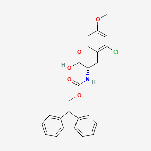 (S)-2-((((9H-Fluoren-9-yl)methoxy)carbonyl)amino)-3-(2-chloro-4-methoxyphenyl)propanoic acid chemical structure (CAS 2349340-78-7)