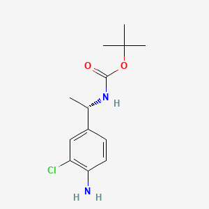 tert-Butyl (S)-(1-(4-amino-3-chlorophenyl)ethyl)carbamate chemical structure (CAS 2349741-89-3)