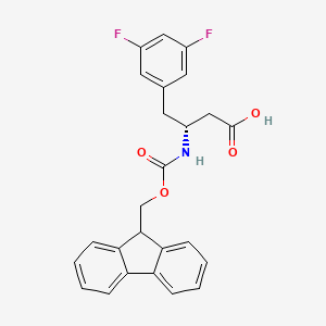 (R)-3-((((9H-Fluoren-9-yl)methoxy)carbonyl)amino)-4-(3,5-difluorophenyl)butanoic acid chemical structure (CAS 2349961-66-4)