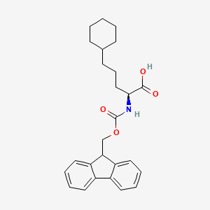 (S)-2-((((9H-Fluoren-9-yl)methoxy)carbonyl)amino)-5-cyclohexylpentanoic acid chemical structure (CAS 2350058-24-9)