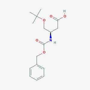 (R)-3-(((Benzyloxy)carbonyl)amino)-4-(tert-butoxy)butanoic acid chemical structure (CAS 2350078-91-8)