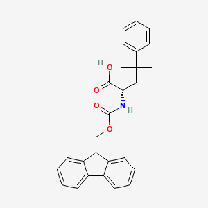 (S)-2-((((9H-Fluoren-9-yl)methoxy)carbonyl)amino)-4-methyl-4-phenylpentanoic acid chemical structure (CAS 2350186-20-6)